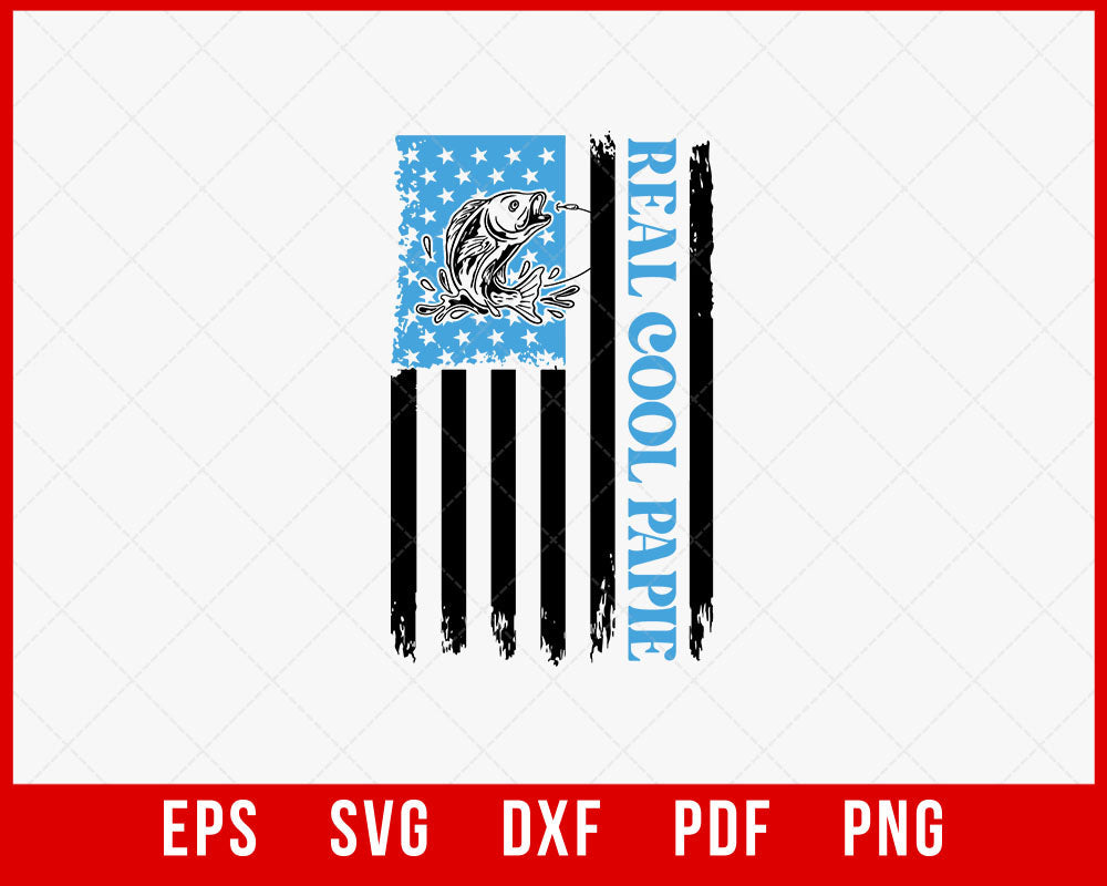 Reel Cool Papie Flag Svg, Father's Day Svg, Fishing Dad Svg, Papie Svg, Fishing Svg, Reel Cool Dad Svg, Fishing Flag Svg, Fisher Svg T-shirt Design Fishing SVG Cutting File Digital Download