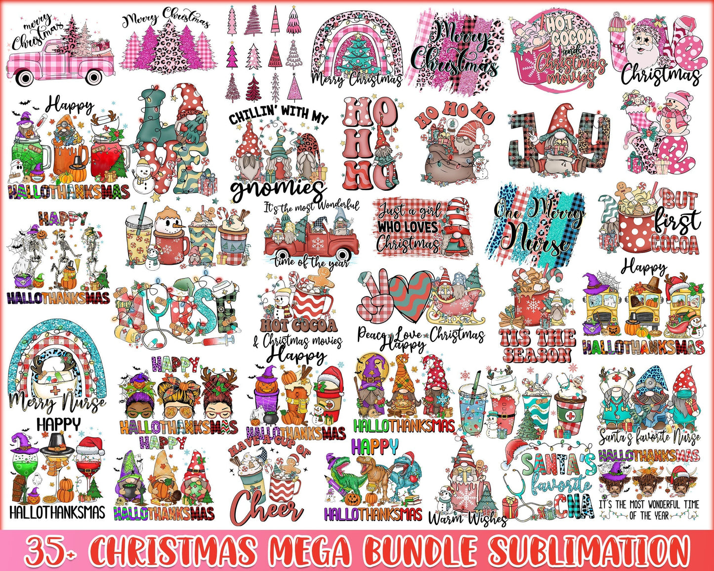 35+ Christmas sublimation bundle, Retro Christmas PNG bundle, Christmas digital bundle, Designs bundle, Digital files, CRM02112210