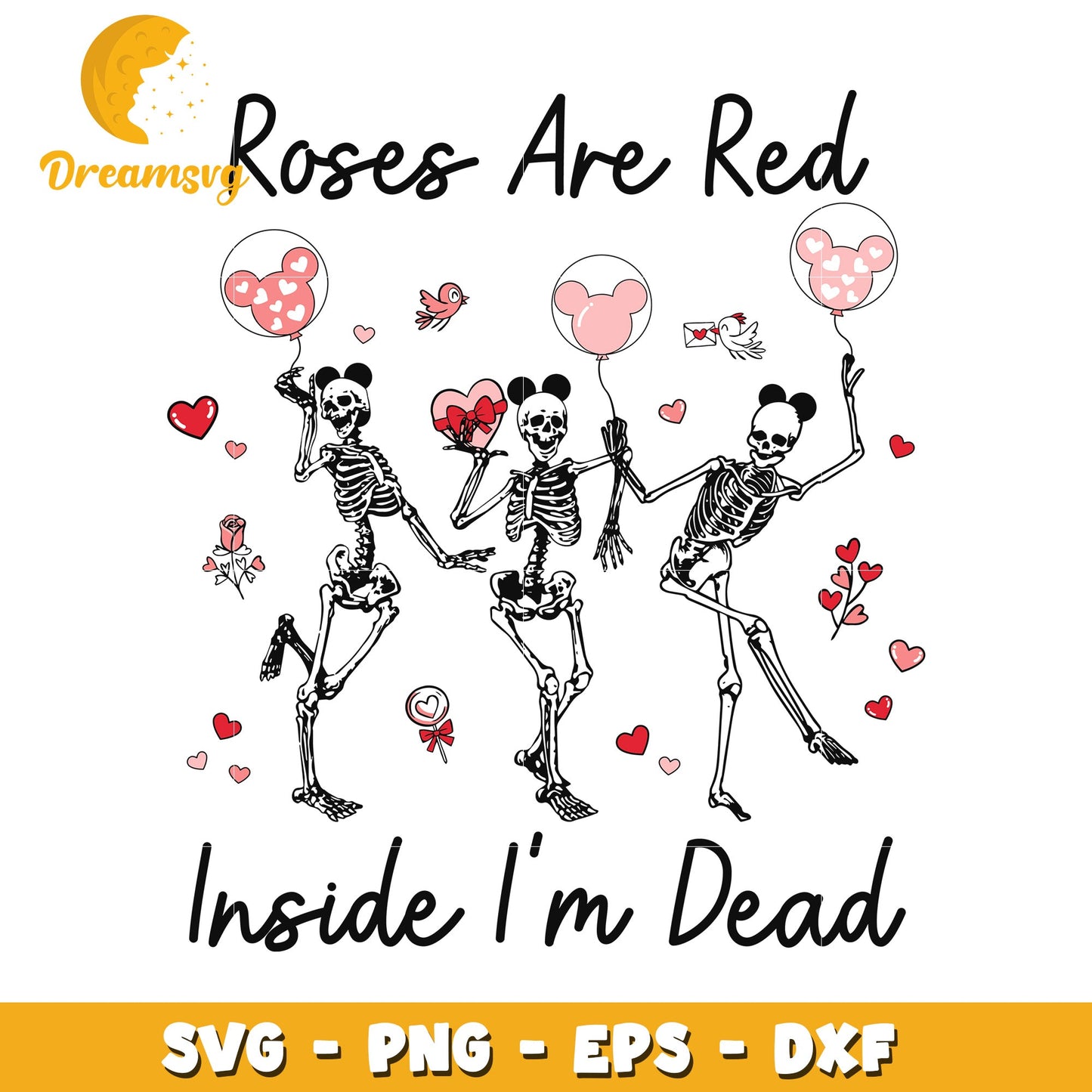 Roses Are Red Skeletons SVG Cut File