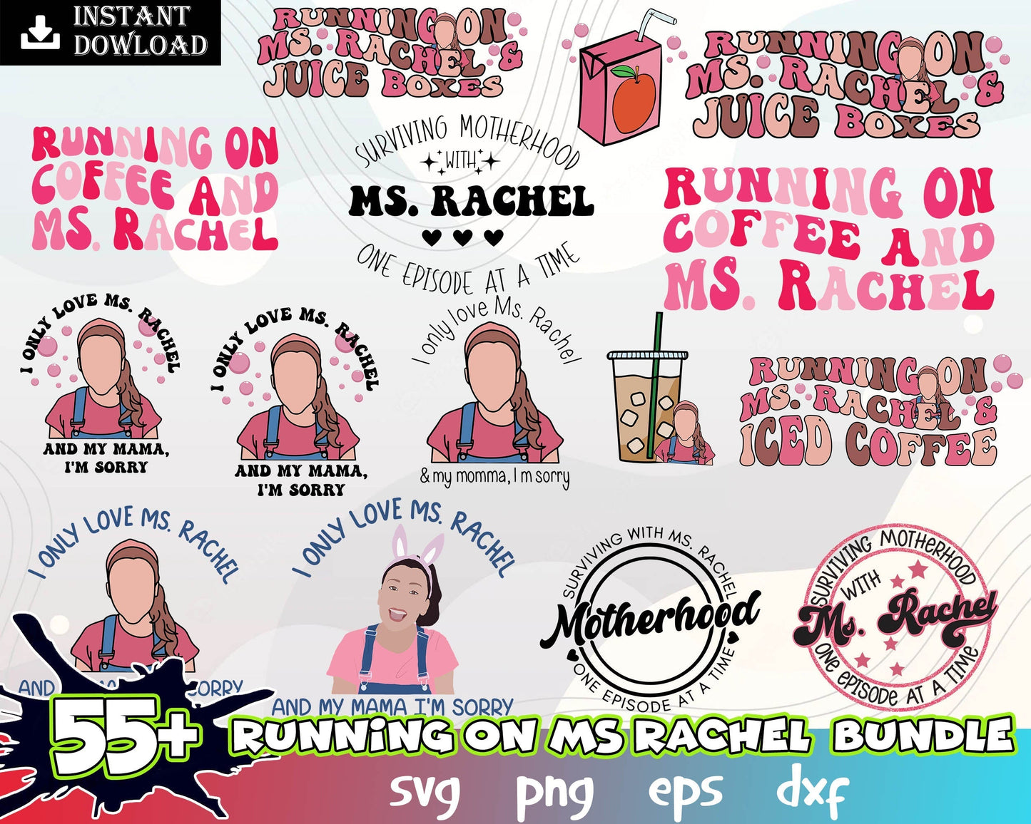 55+ Running On Ms.Rachel And Iced Coffee Juicebox Chicken Nugs Png Bundle, Trendy Design Png, Kids Design , Digital Download, CUSTOM FILE