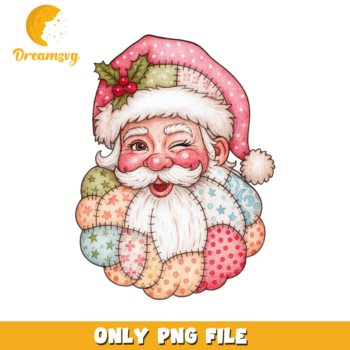 Santa Claus face patched fabric png, christmas movie png, christmas tree png