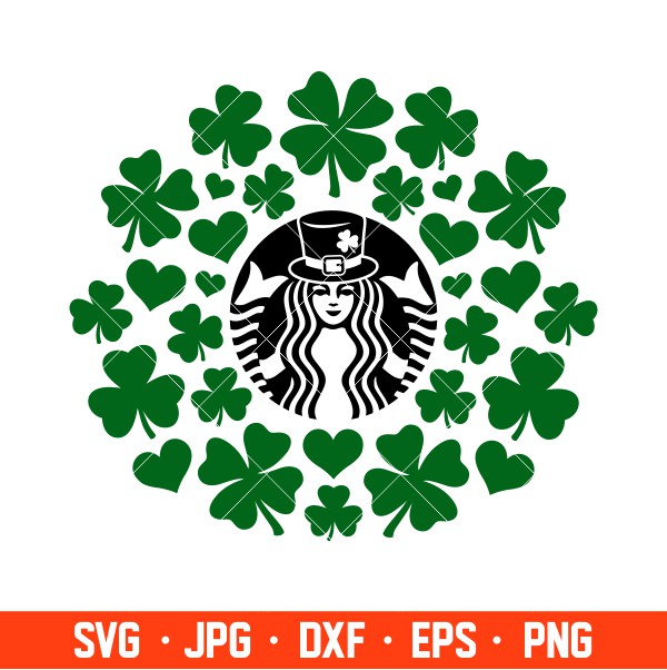 Shamrock Starbucks Wrap Svg, St. Patrick’s Day Svg, Lucky Svg, Irish Svg, Clover Svg, Cricut, Silhouette Vector Cut File