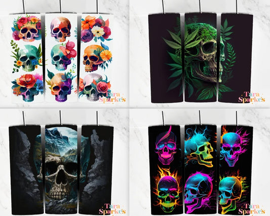 50 + Skull Bundle 20 oz Skinny Tumbler - Tumbler design - Digital download