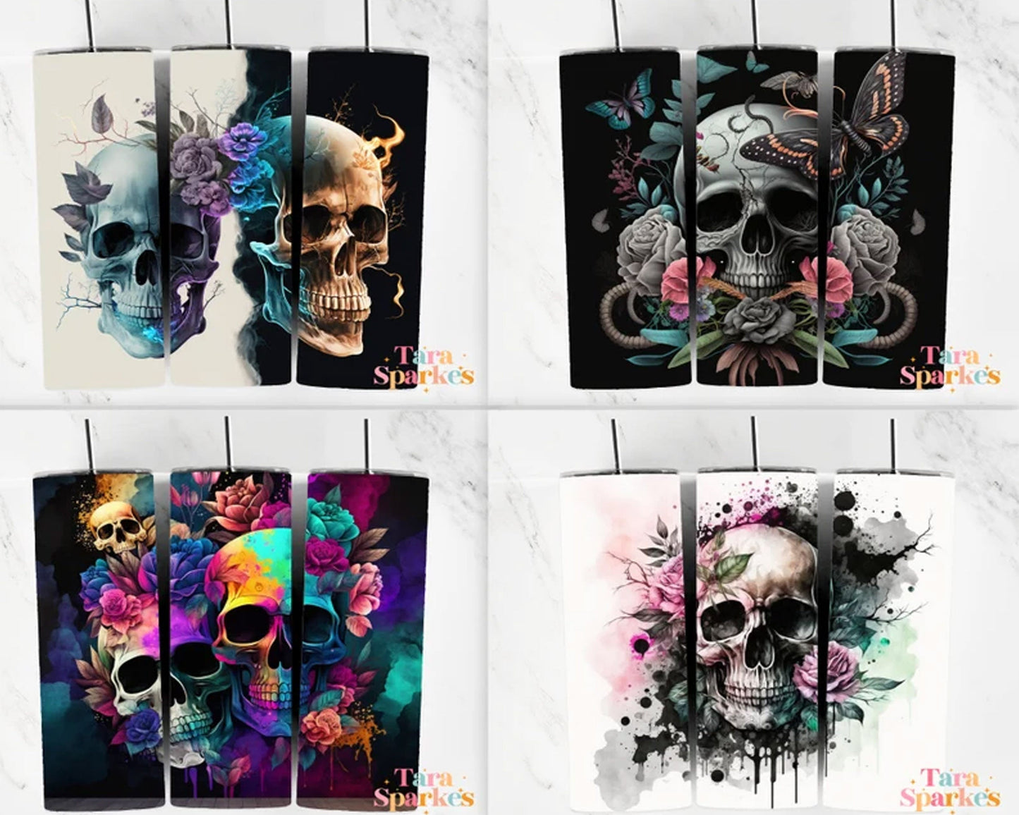 50 + Skull Bundle 20 oz Skinny Tumbler - Tumbler design - Digital download