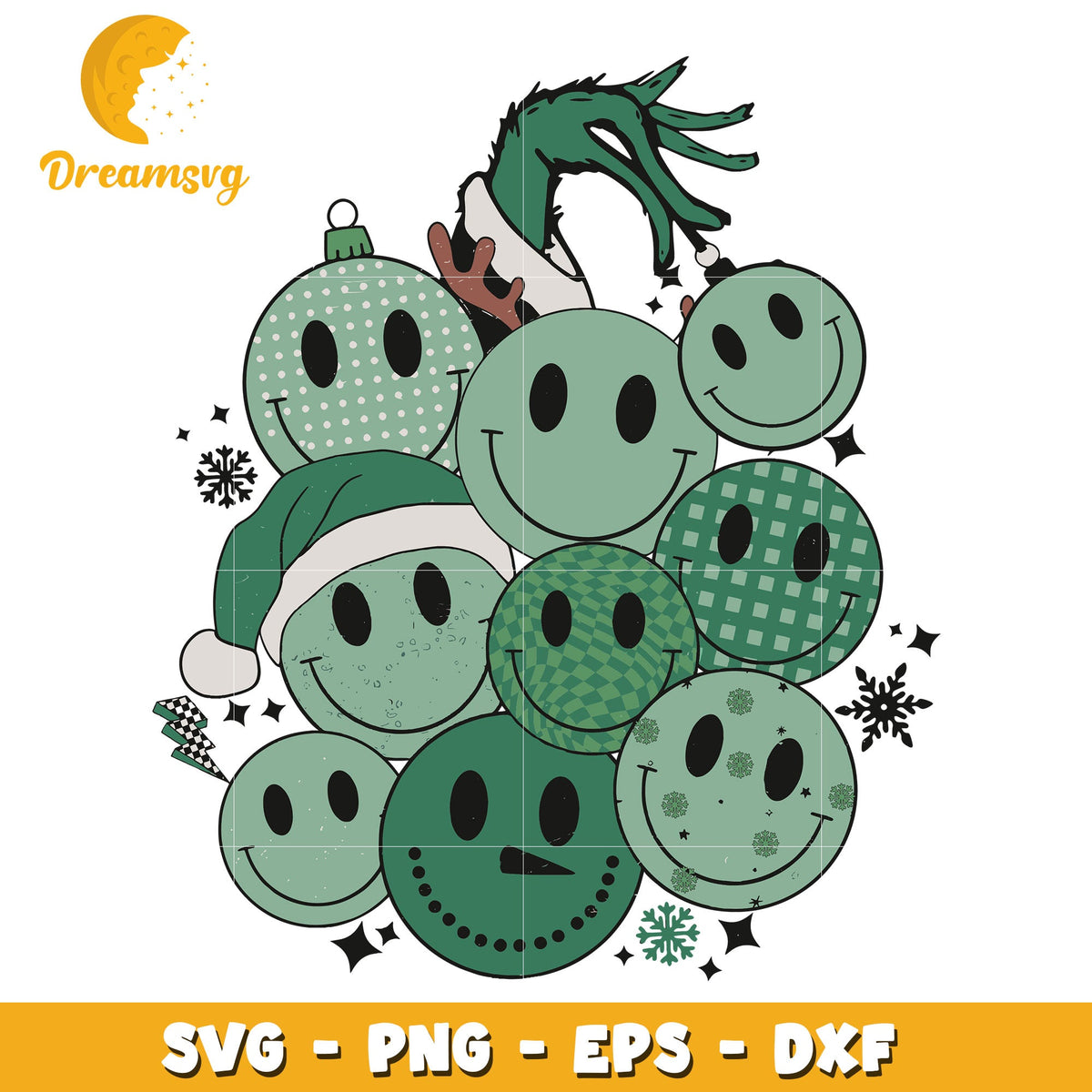 Smiley face Grinch hand svg, funny christmas svg, Christmas svg