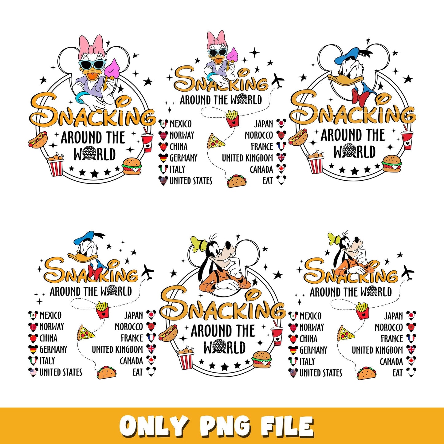 Snacking Disney bundle png, Disney cartoon png, Digital download