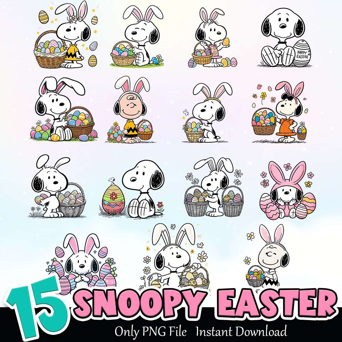 Snoopy Easter Bundle PNG Instant Download
