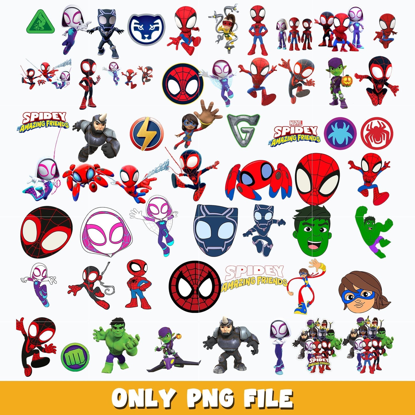 Spidey amazing friends bundle png, Spiderman png, Digital download