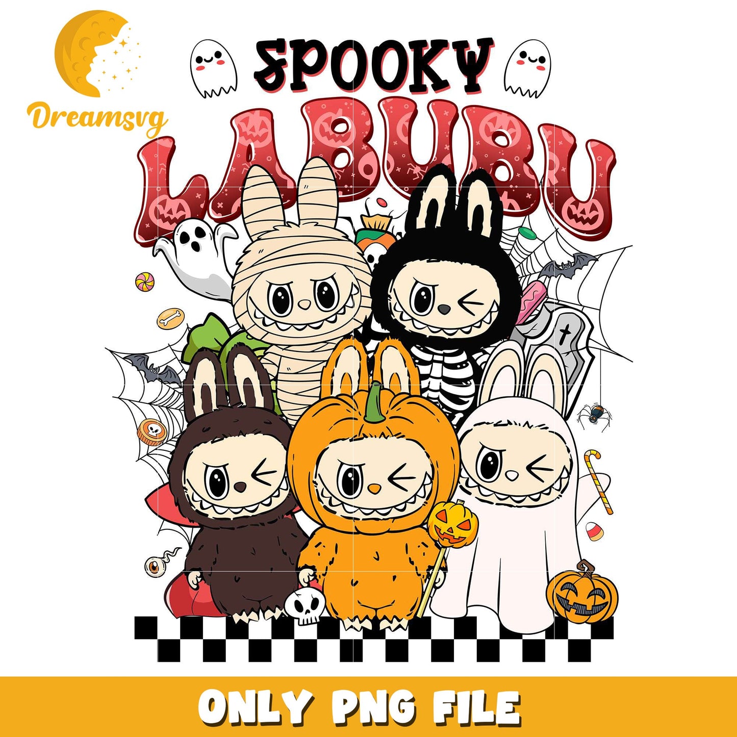 Spooky labubu png, happy halloween png, halloween toys png