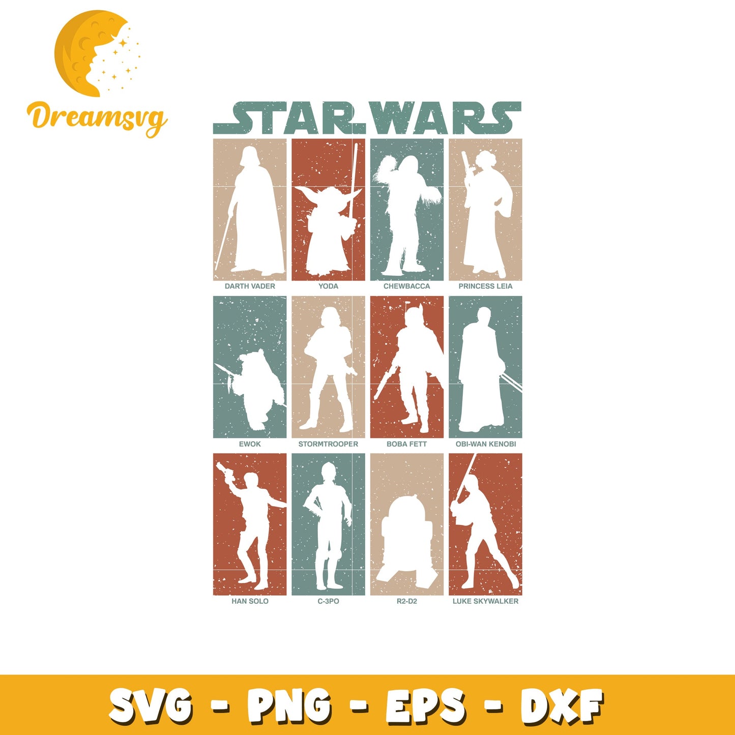 Star Wars Character SVG Bundle Retro Silhouette