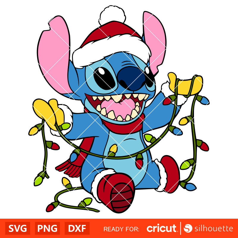 Stitch Christmas Lights Svg, Christmas Stitch Svg, Lilo & Stitch Svg, Disney Svg, Cricut, Silhouette Vector Cut File