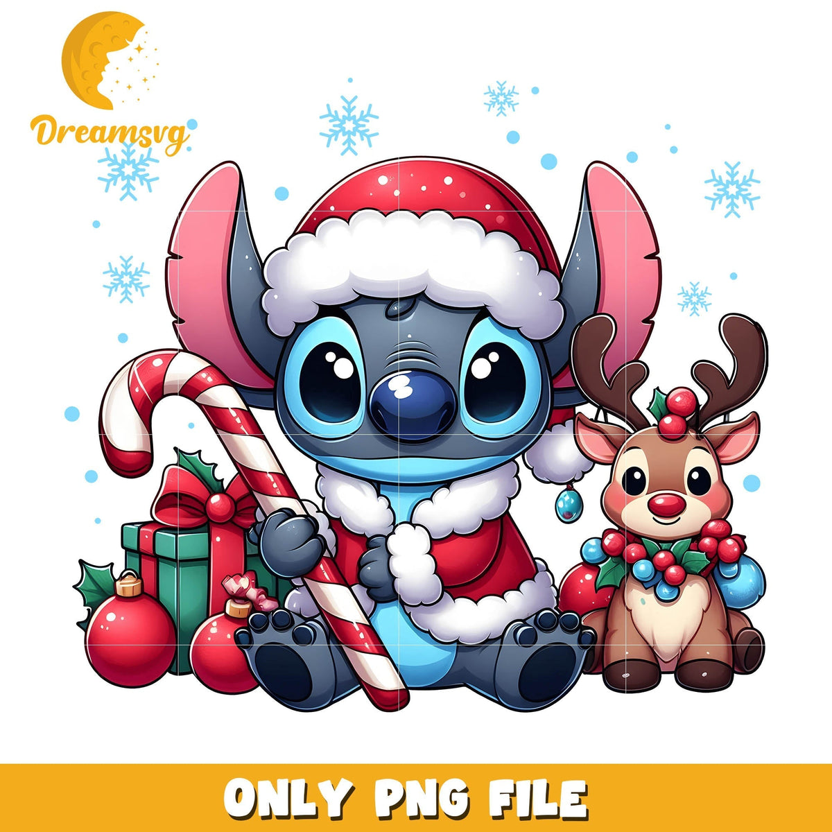 Stitch baby hold candy christmas png, christmas stitch png