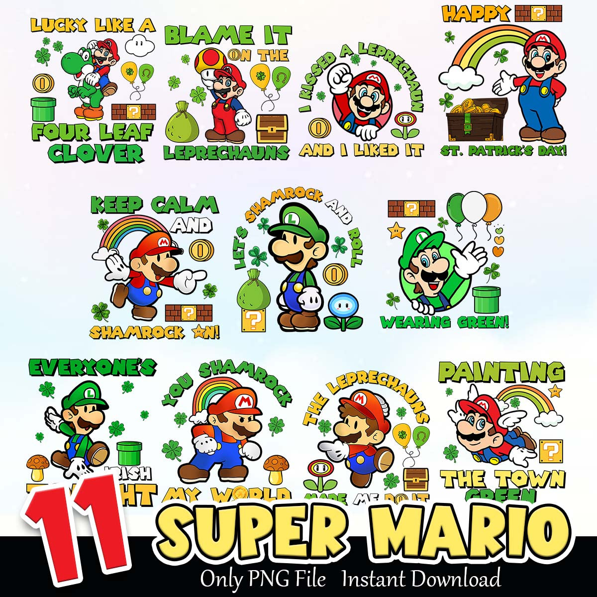 Super Mario Bundle PNG Instant Download