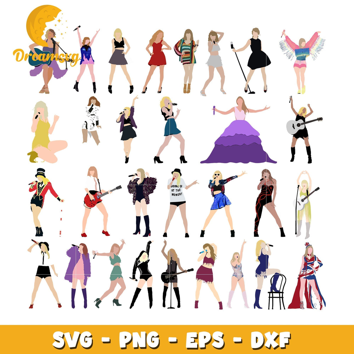 Taylor swift design bundle svg, taylor swift cartoon svg