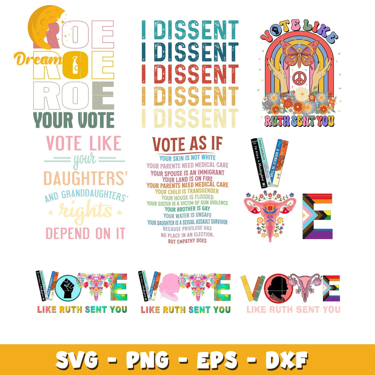 Vote like ruth sent you logo bundle svg, i dissent svg, vote svg