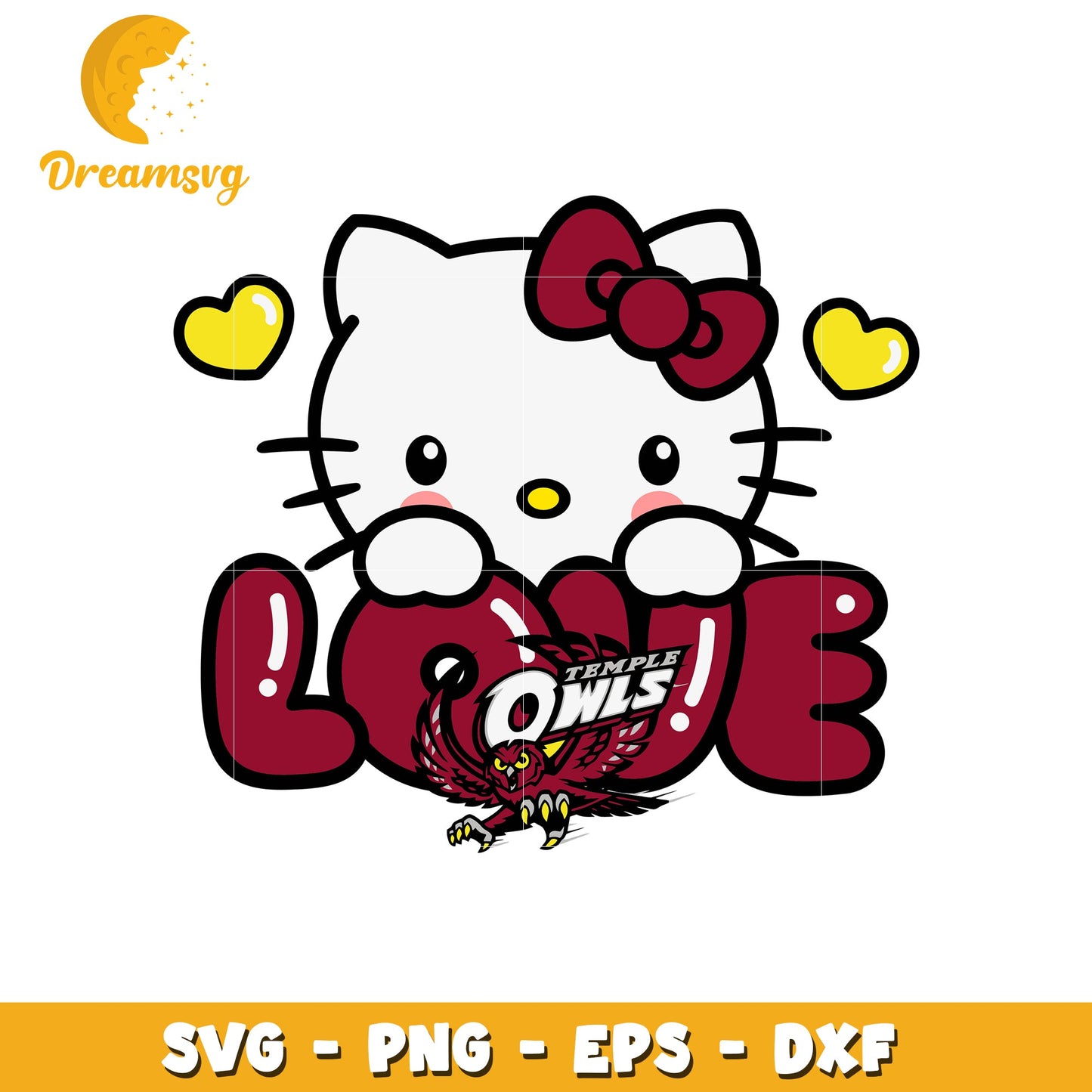 Temple Owls Hello Kitty SVG Love