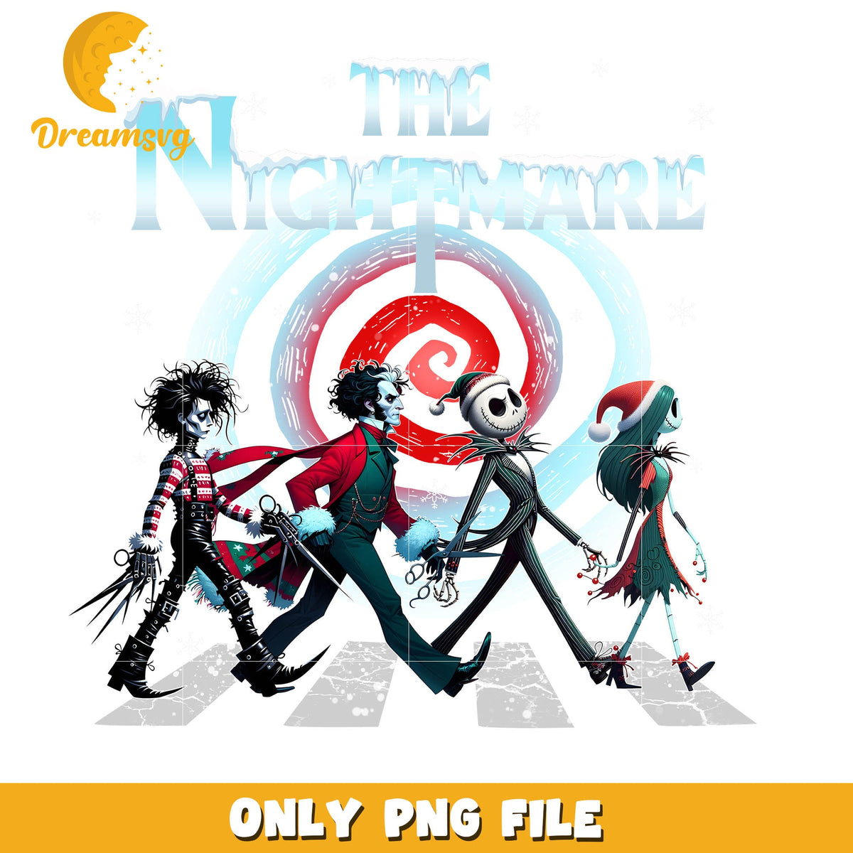 The nightmare characters christmas png, jack skellington and sally png