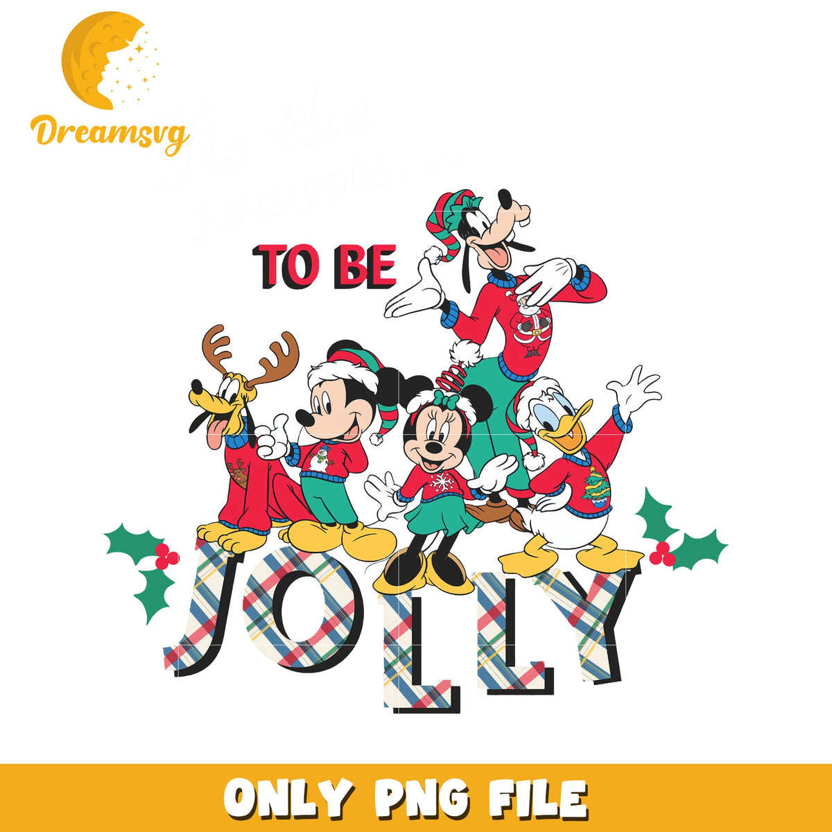 Tis the season tobe jolly png, mickey mouse png, christmas png