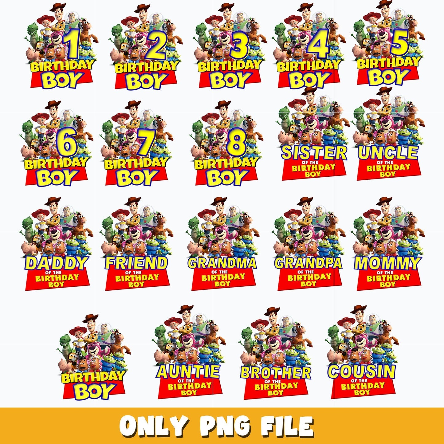 Toy Story Birthday Boy bundle png, Toy Story png, Disney cartoon png, Digital download