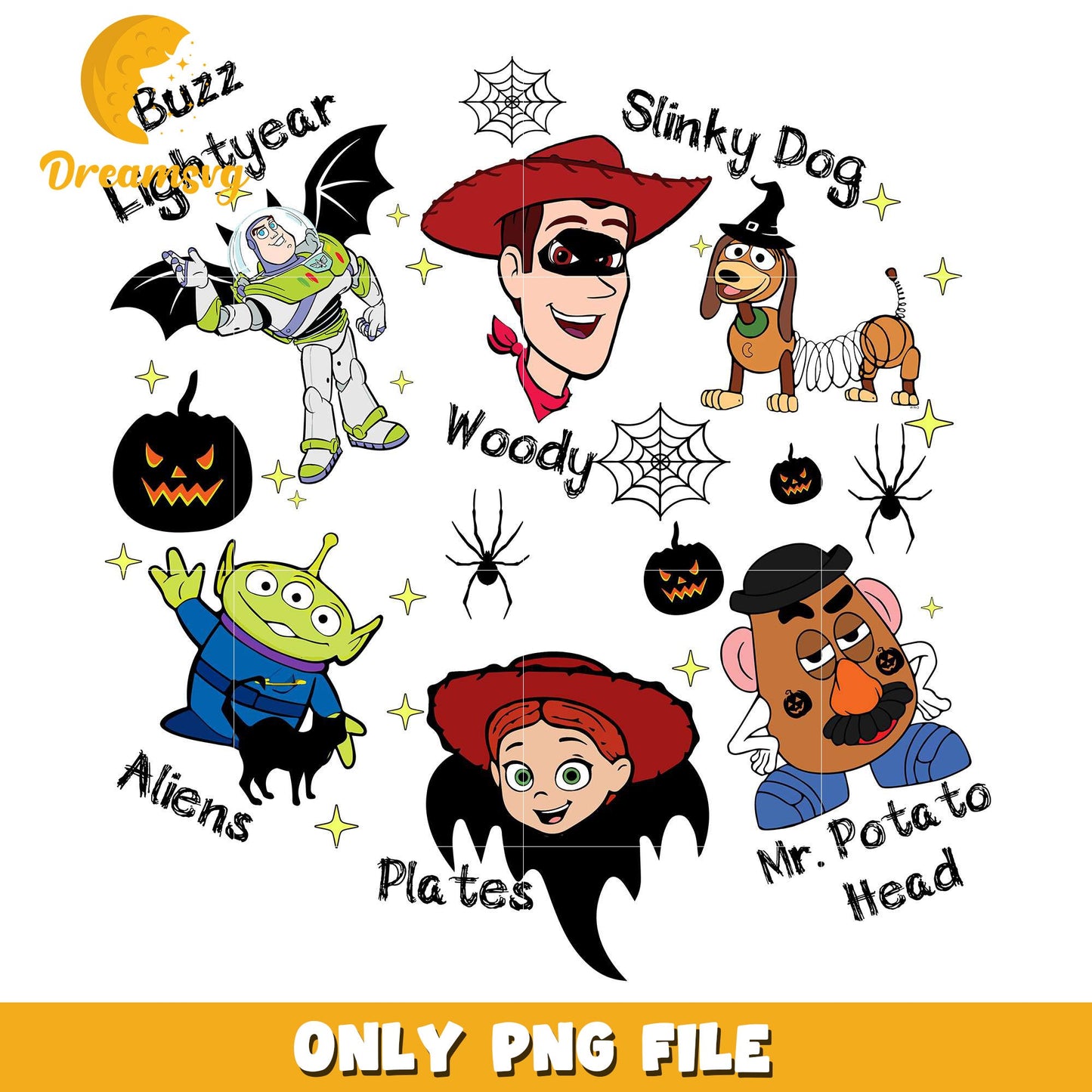 Toy story characters png, halloween kills png, halloween decorations png