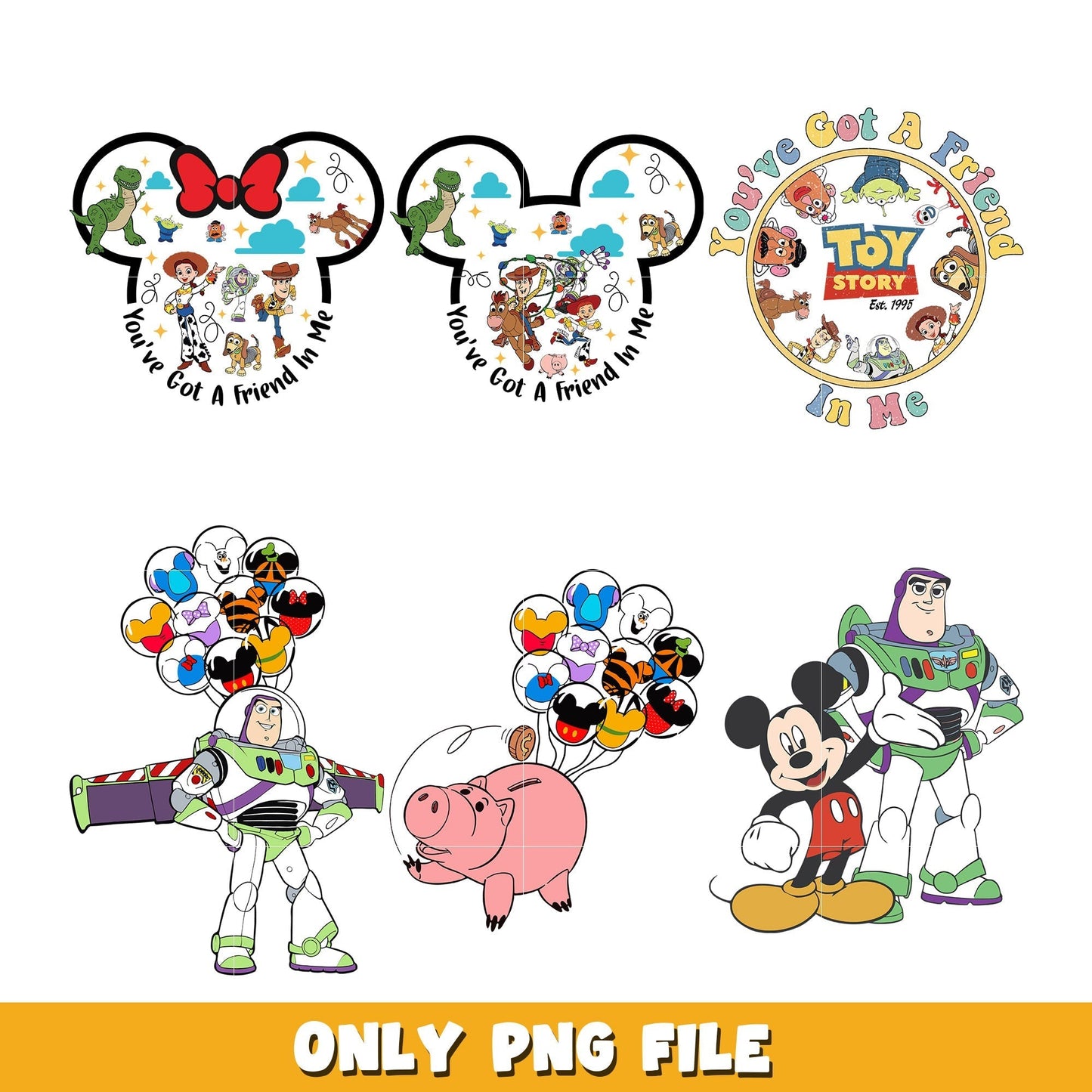 Retro Toy Story Friends bundle png, Toy Story png, Disney cartoon png, Digital download