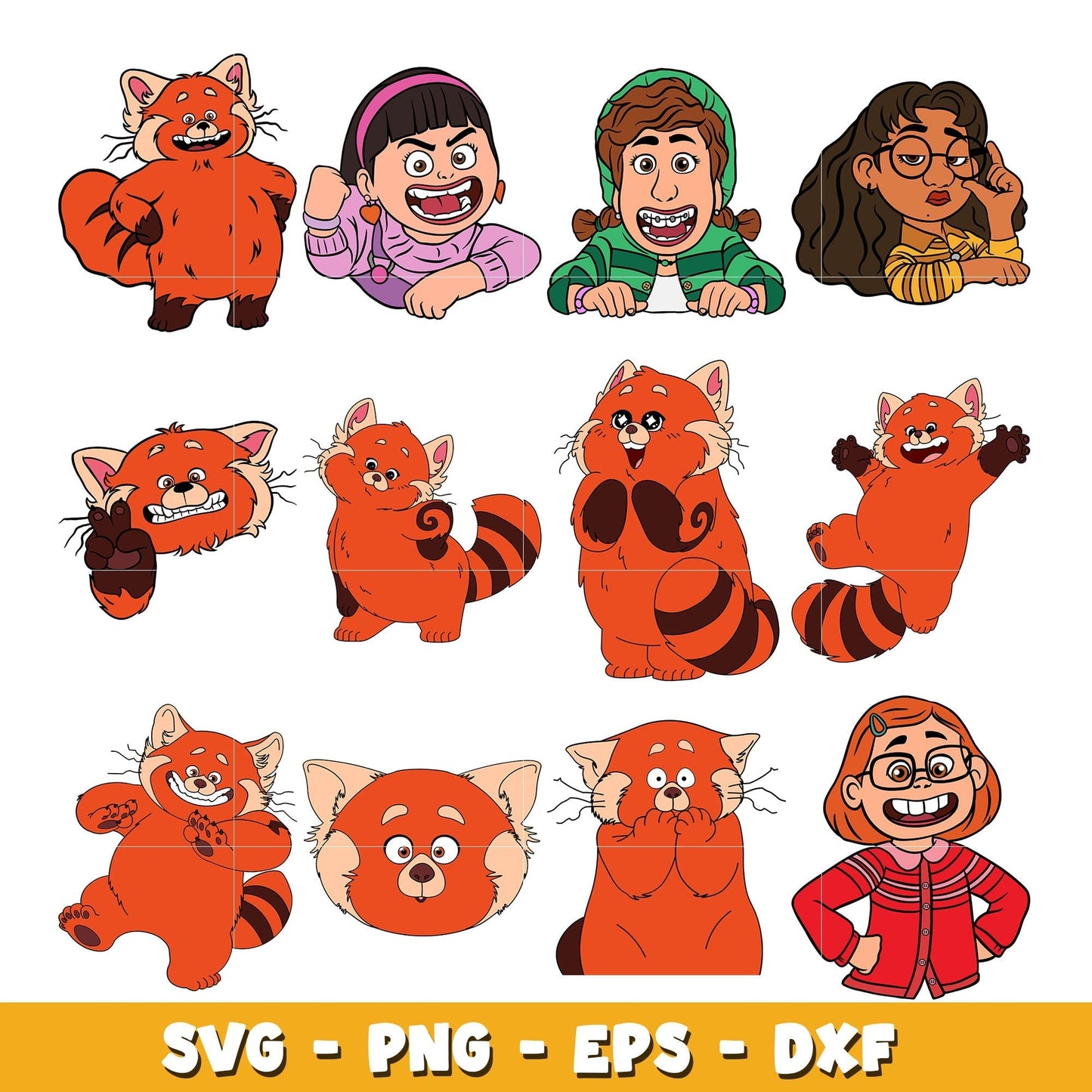 Disney Turning red friends head symbol bundle svg, Disney svg, Digital download