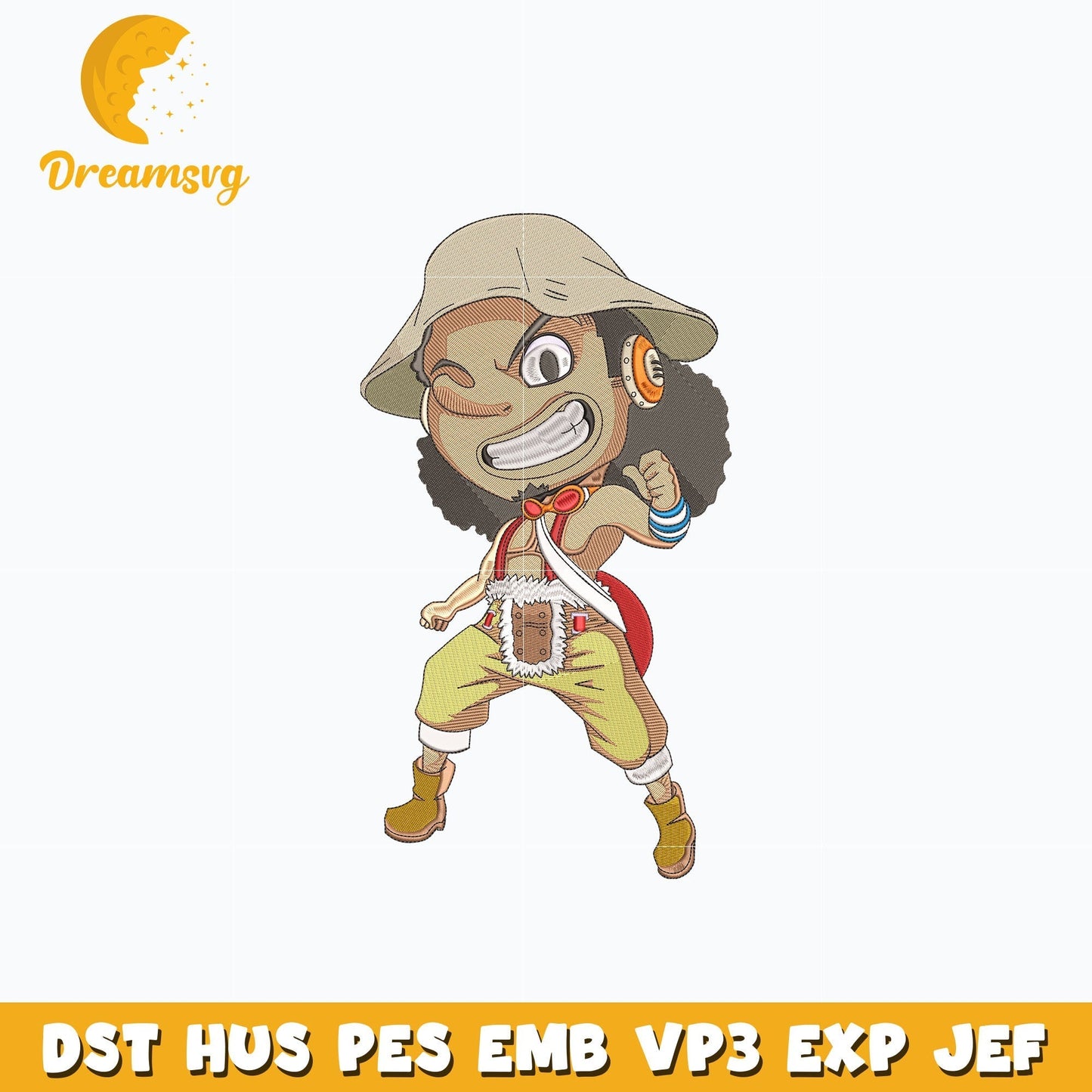 Usopp chibi embroidery design