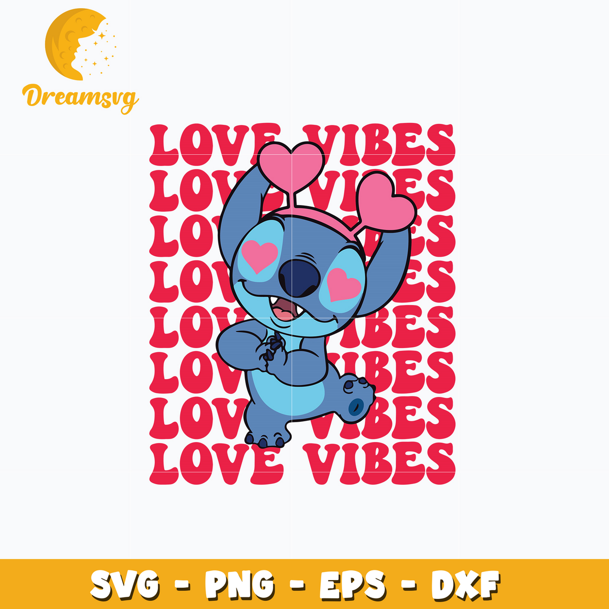 Stitch love vibes valentine svg