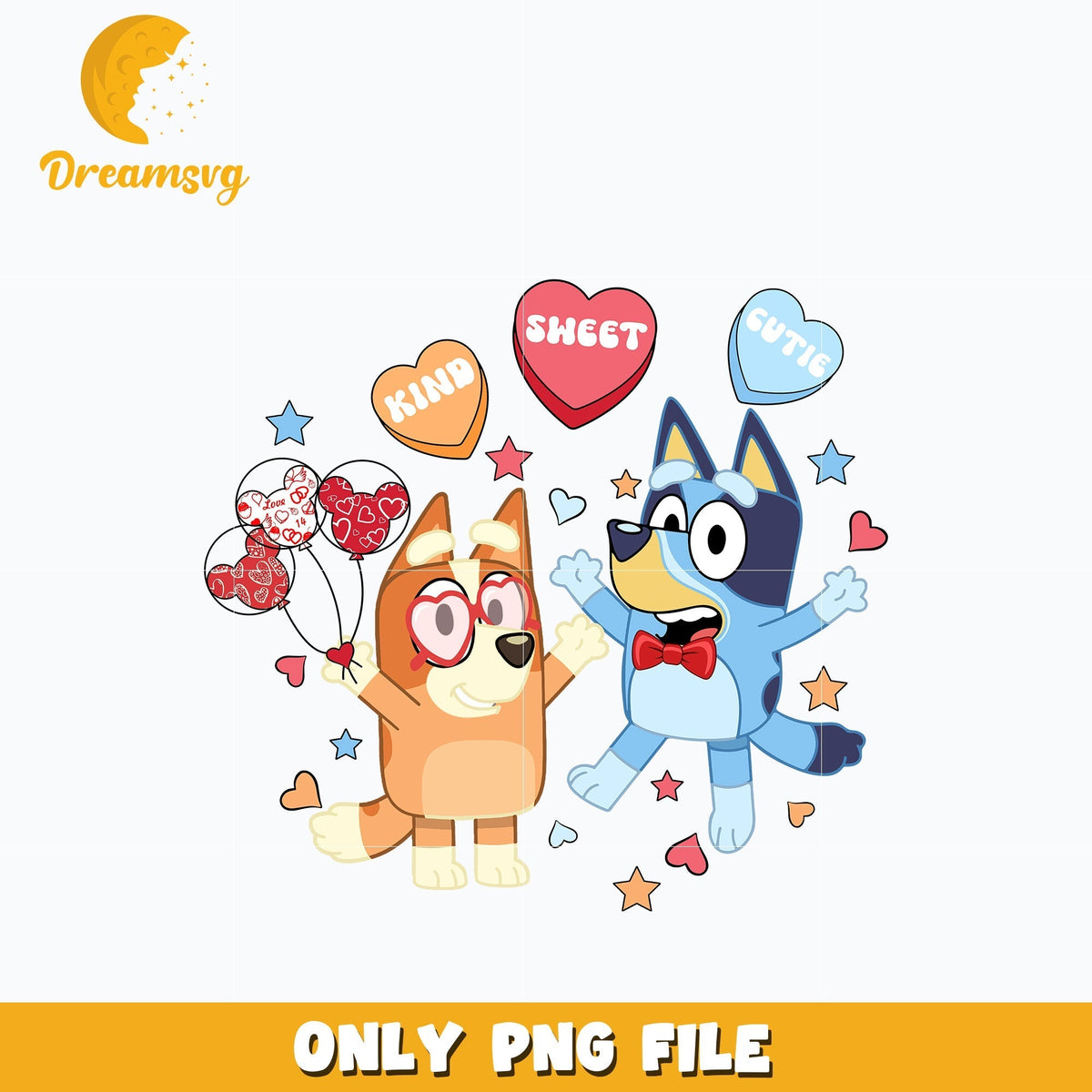 Bluey and bingo kind sweet cute balloon valentine Png