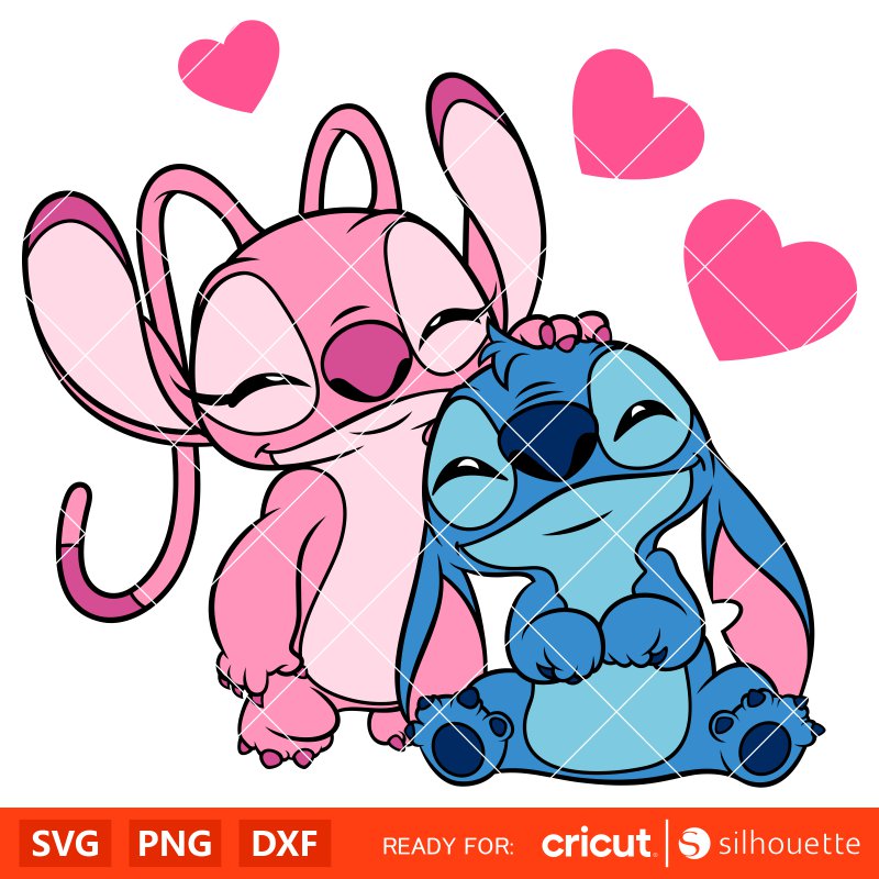 Valentine Stitch and Angel Heart Svg, Love Svg, Valentine’s Day Svg, Disney Svg, Cricut, Silhouette Vector Cut File