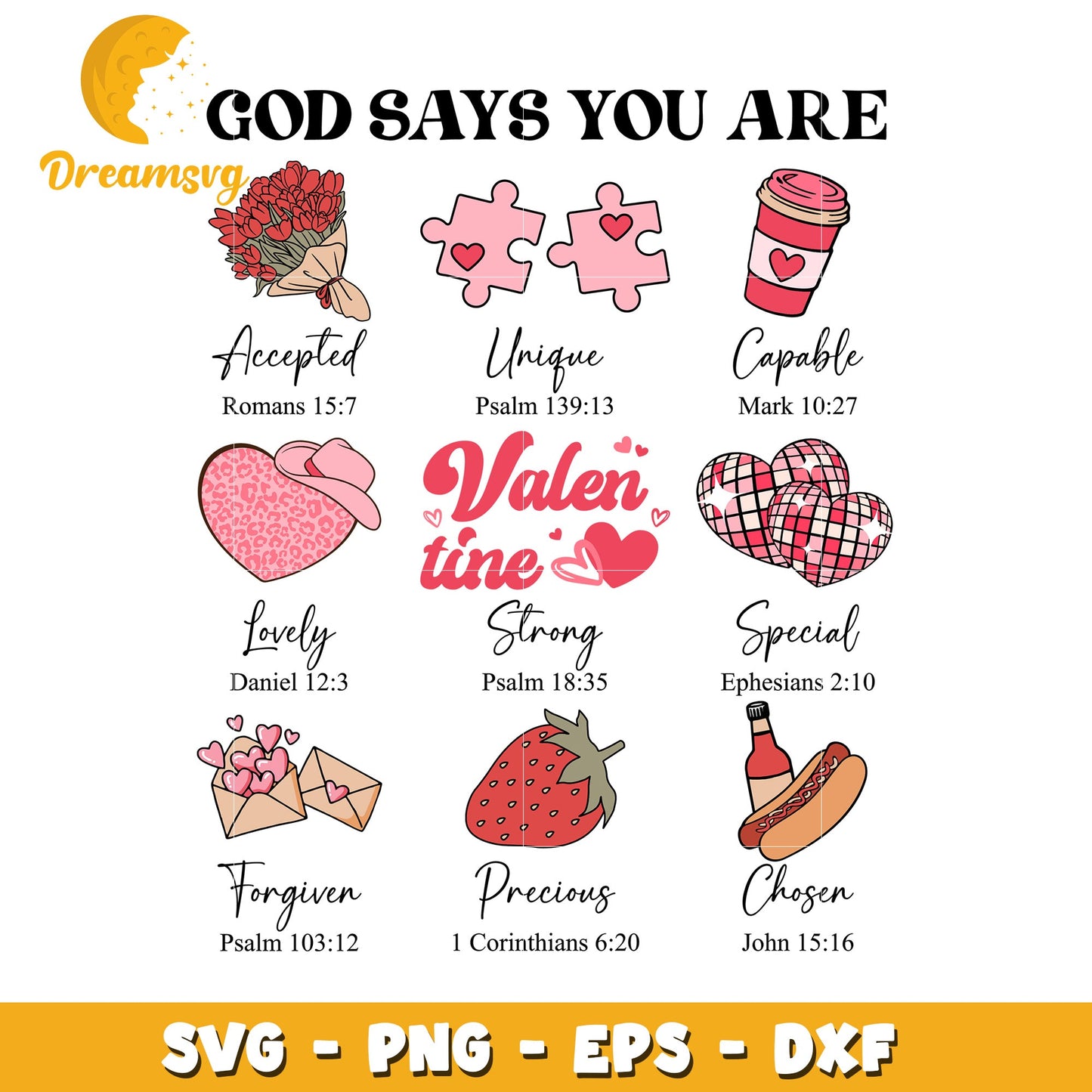 Valentine SVG Bundle God Says You Are