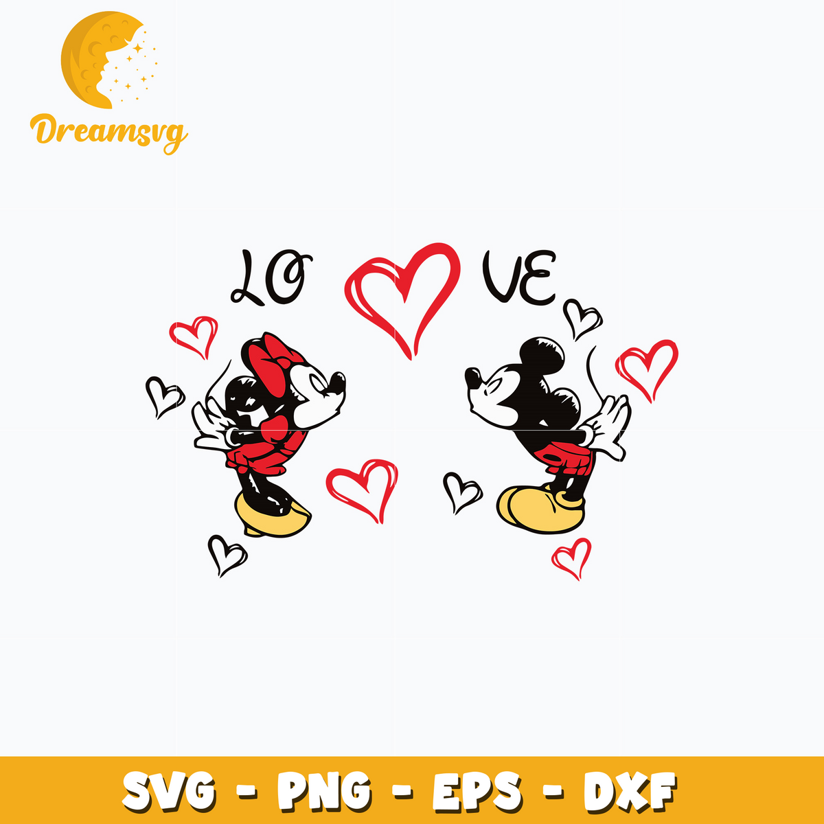 Mickey couple love kiss valentine's day Svg