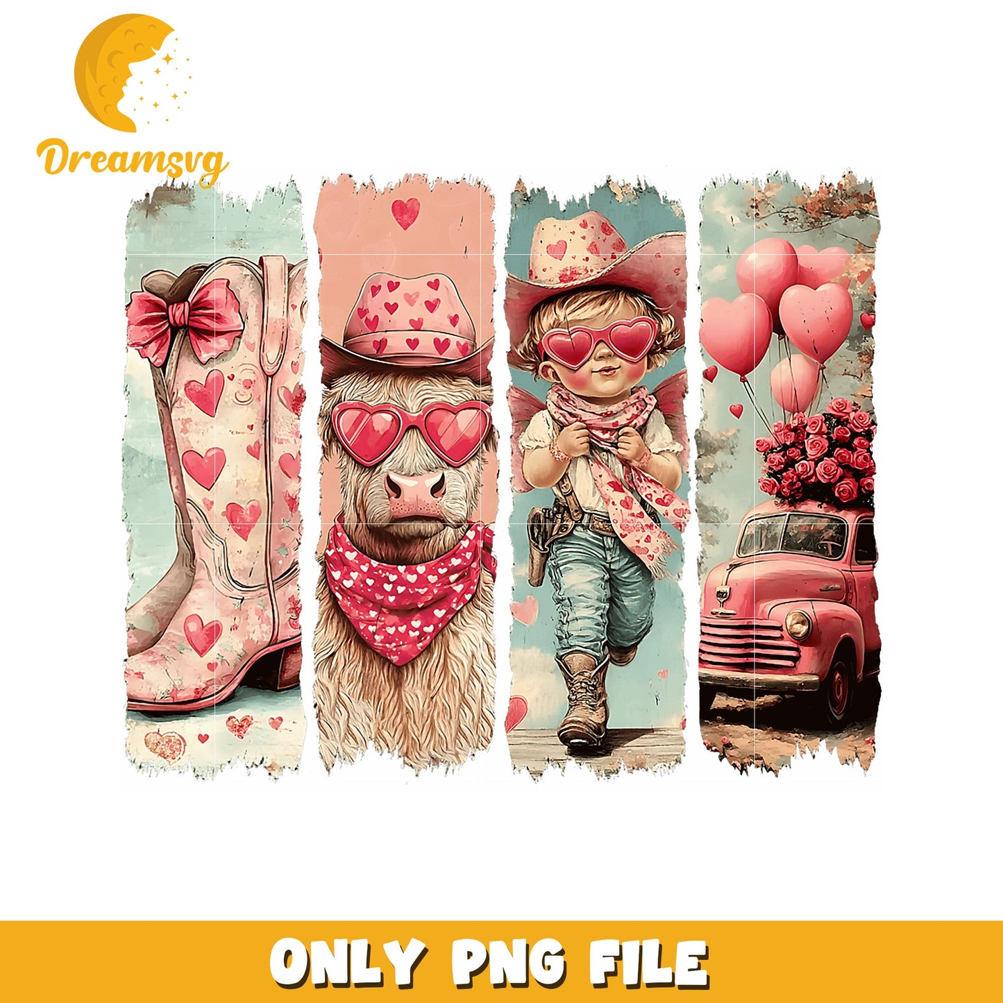Valentines Cowgirl PNG Sublimation Design