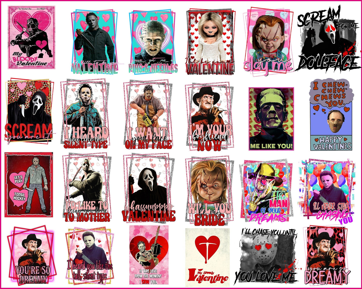 24+ Horror Valentine bundle, Valentine's day PNG, Valentine sublimation Design Digital Download VLT30122202