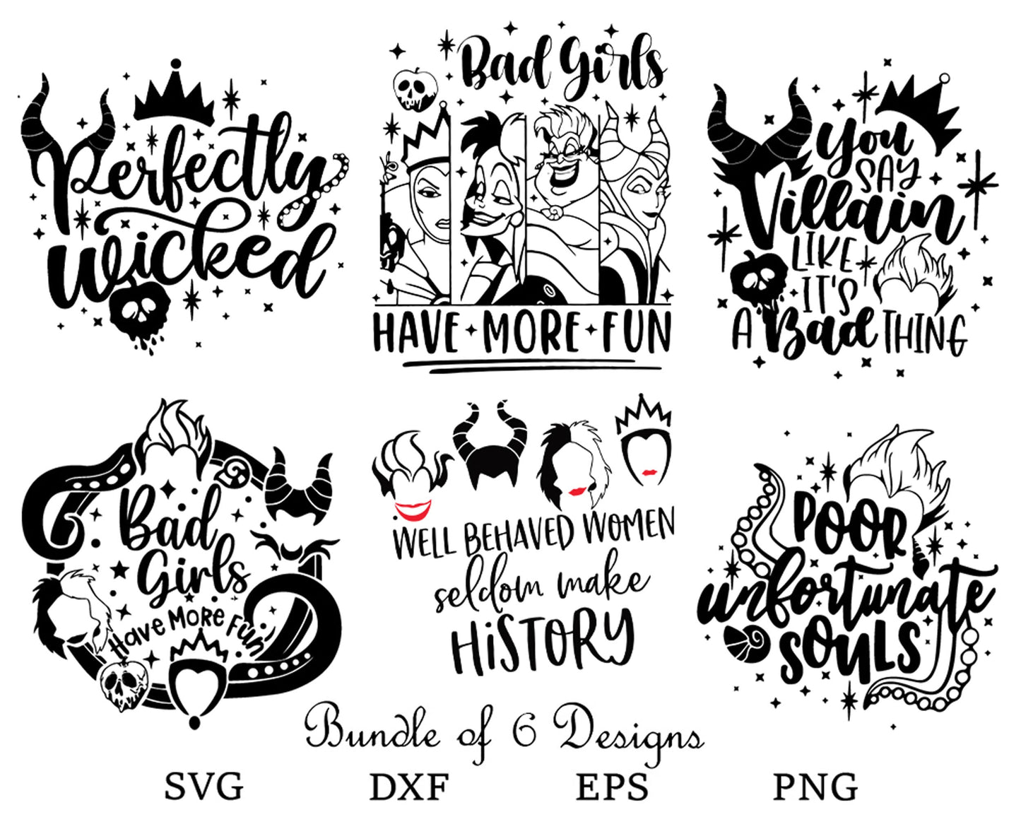 Villains SVG bundle, Villains PNG Clipart, Instant download