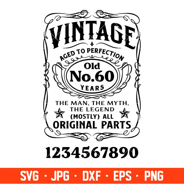Vintage Birthday Svg, Father’s Day Whiskey Label Svg, Aged To Perfection Svg, Limited Edition Svg, Cricut, Silhouette Vector Cut File