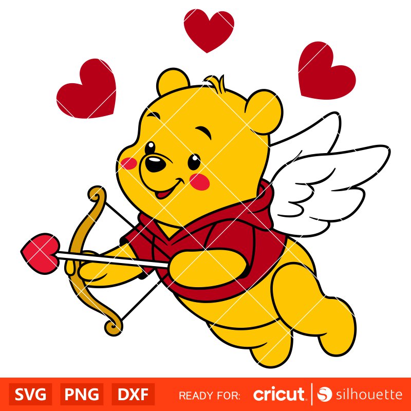 Winnie the Pooh Cupid Svg, Love Svg, Valentine’s Day Svg, Disney Svg, Cricut, Silhouette Vector Cut File