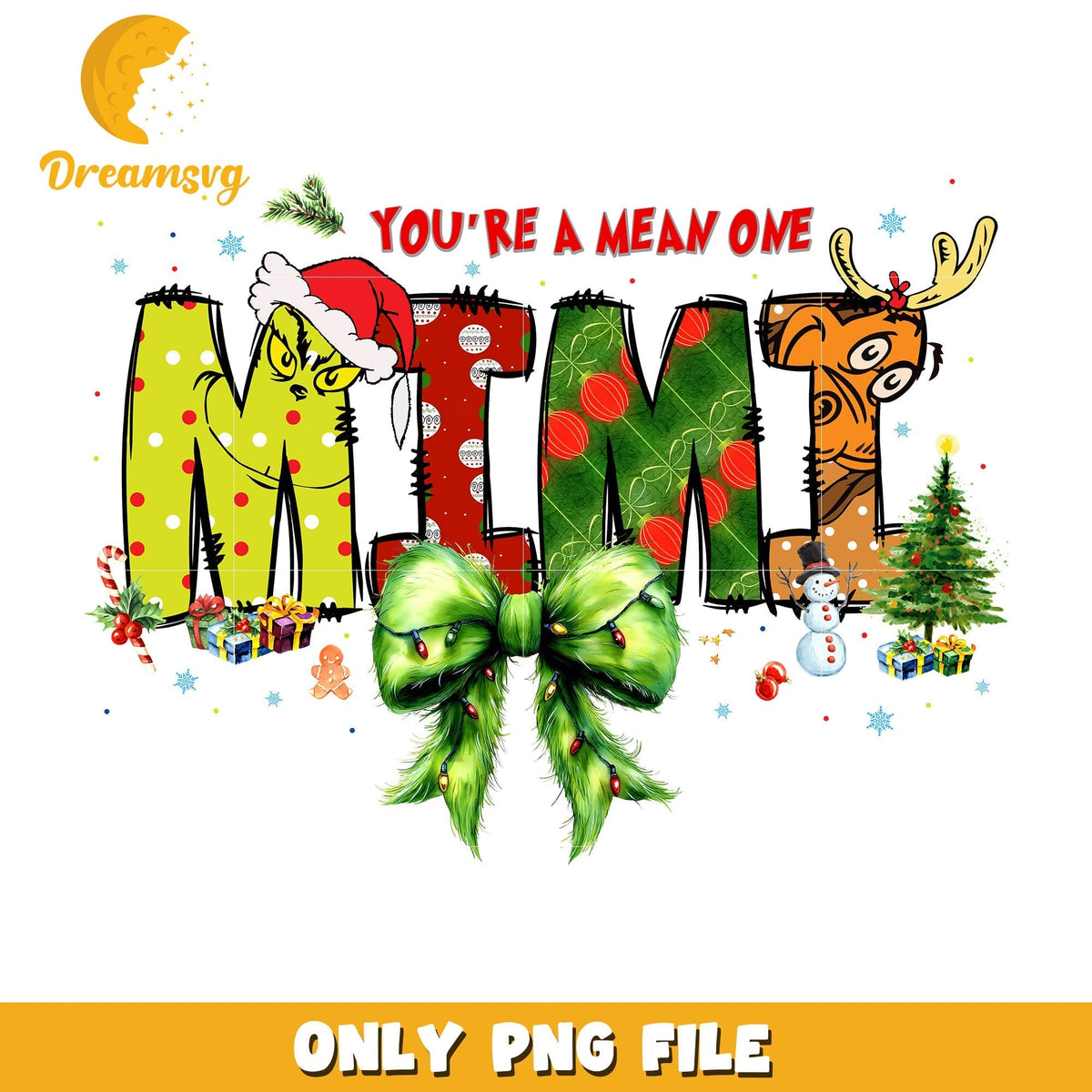 You're the mean one mimi png, grinch christmas png, christmas tree png