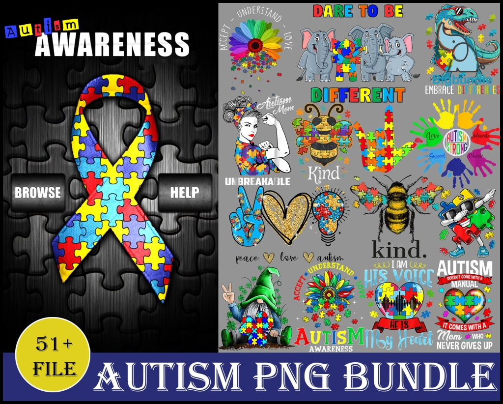 AUTISM PNG BUNDLE, Autism Puzzle png, Autism Awareness png, Autism Mom