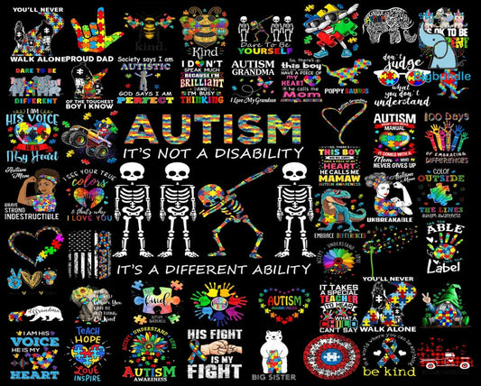 AUTISM PNG BUNDLE, Autism Puzzle png, Autism Awareness png, Autism Mom png,Be Kind png,Puzzle Piece png, Heart Quotes