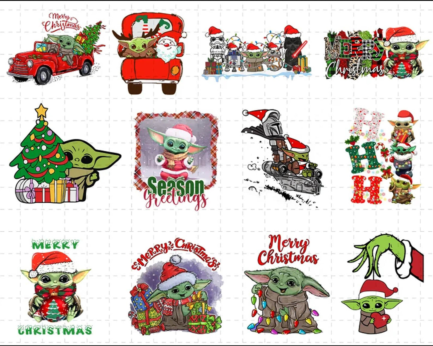 25+ Christmas Baby Yoda Bundle Svg, Christmas Baby Yoda Svg, Baby Grogu, Christmas digital bundle, PNG formats, Digital files