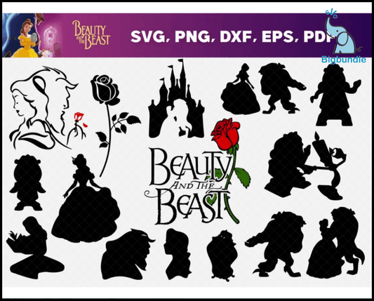 Beauty and thebeast svg bundle 100+ svg, png, dxf, pdf