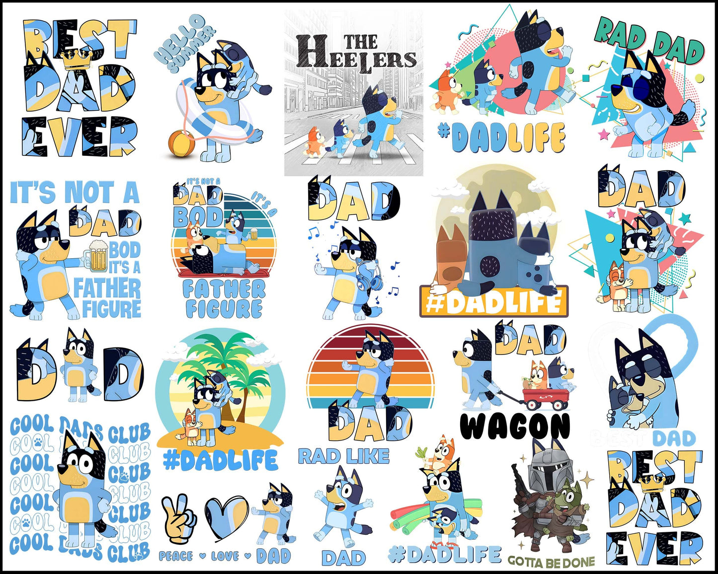 35+ Bluey dad bundle PNG Bundle - Digital Download