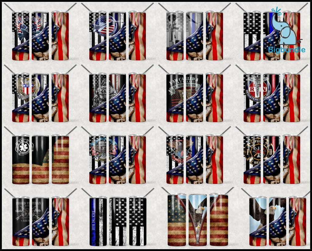 Bundle of 23+ Army Veteran Nurse Fire Fighter USA Flag Sublimation Designs Downloads