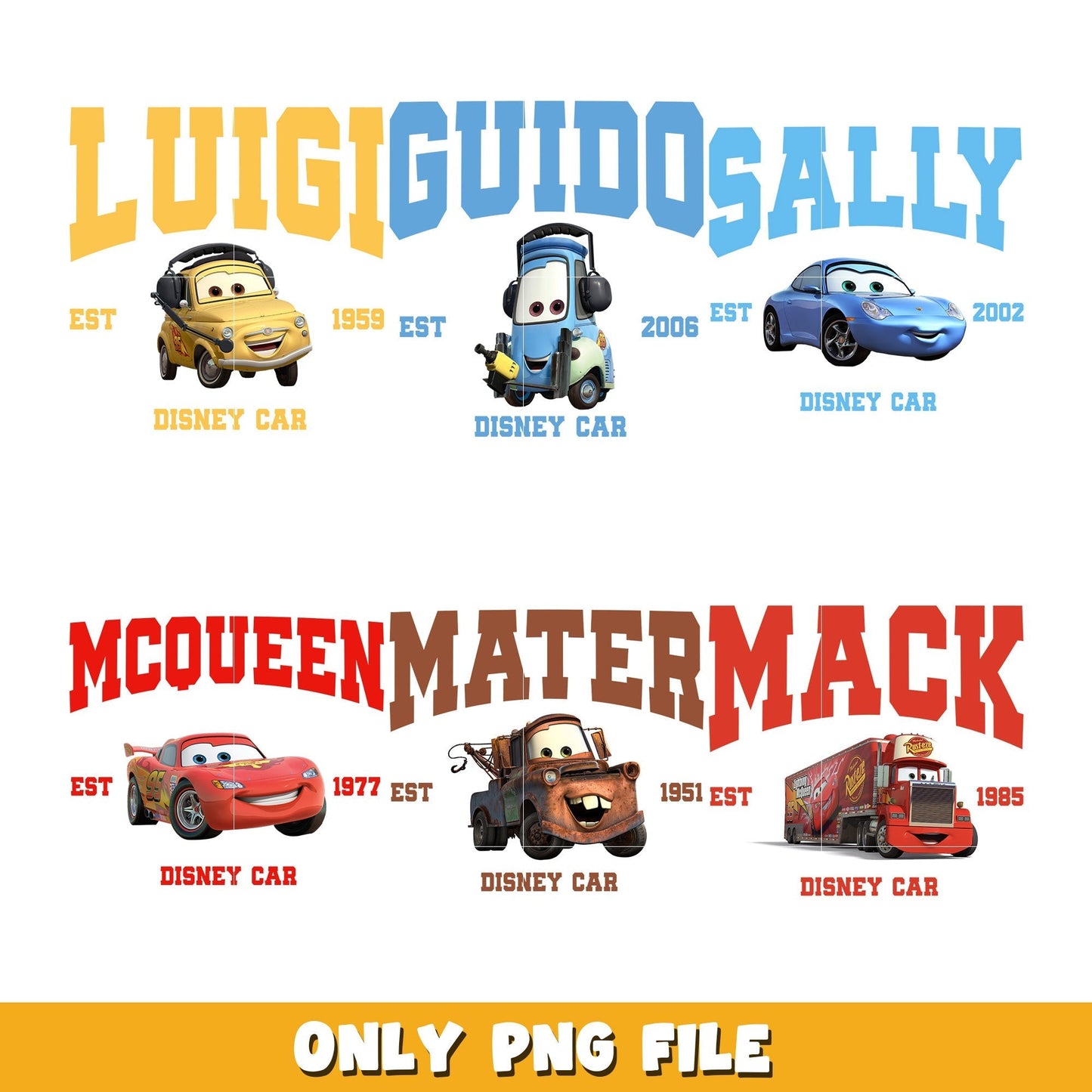 Bundle Cars Characters bundle png, Cars png, Disney cartoon png, Digital download