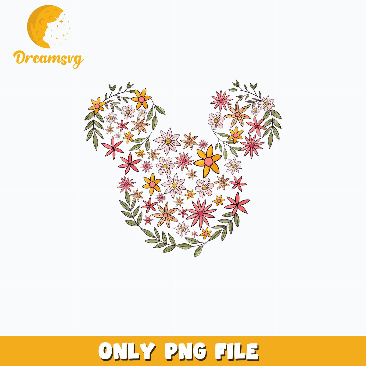 Mickey head flower png, digital download