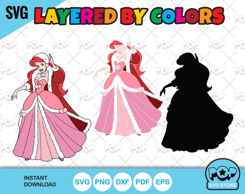 Disney Princess Christmas Clipart bundle, Princesses Christmas SVG cut files for Cricut / Silhouette, PNG, DXF, instant download
