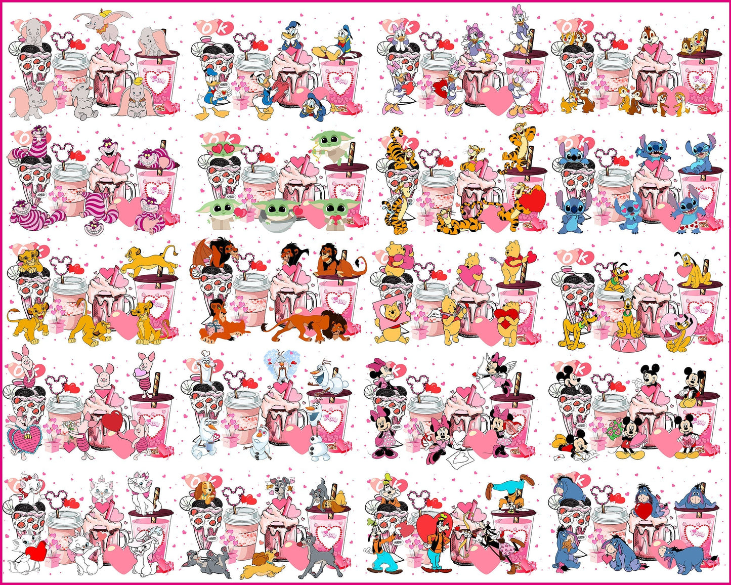 20+ Disney coffee Valentines Day bundle, Valentines coffee, Valentines PNG Designs VLT30122201