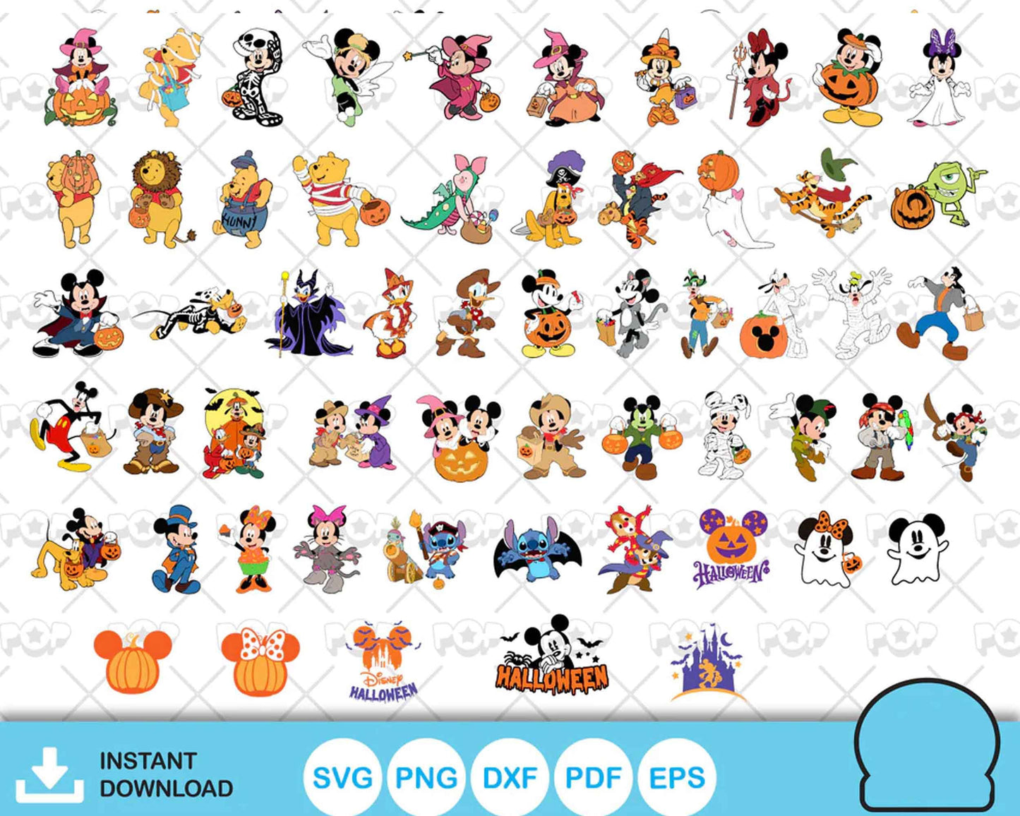 100+ Disney Halloween bundle svg, Horror disney characters svg, png, eps, dxf, pdf, Digital file