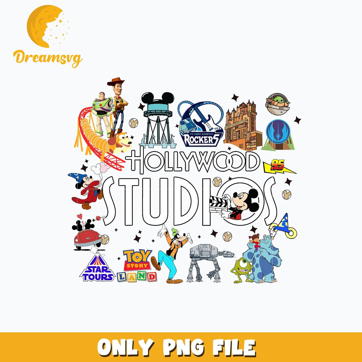 Disney characters hollywood studios png, digital download